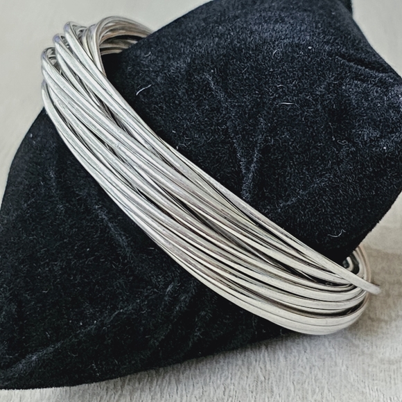 Rare Silpada Sterling Silver 21 Bangle Salute Interlocking Bracelet SMALL B2961 - Picture 9 of 13